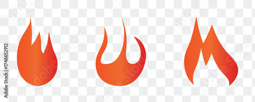 Flame vector fire icon flame logo template and silhouette shape isolated on white background