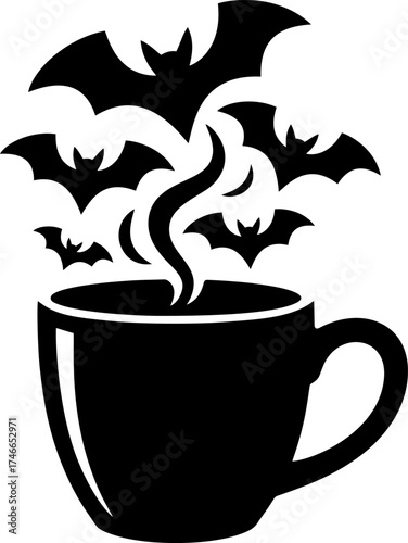 Halloween Coffee Cup with Flying Bats Silhouette