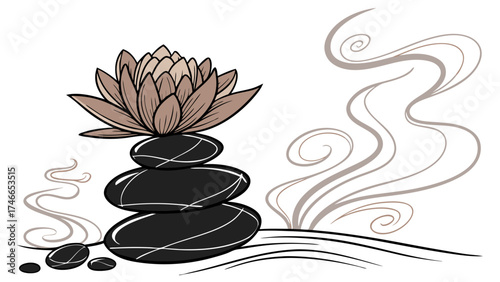 Stones lotus flower and spa vector design.
