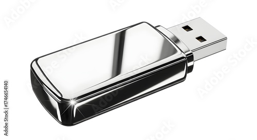 Silver usb flash drive isolated on white background