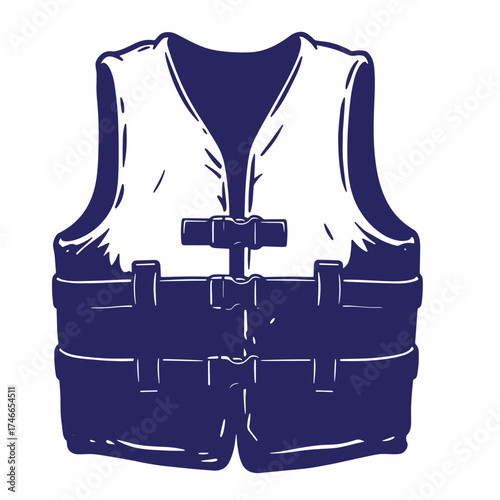 Vintage nautical life vest illustration representing safety and protection on water activities