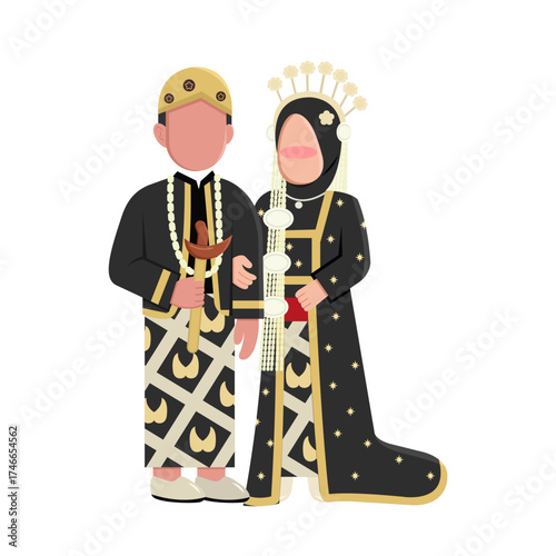 Indonesian Wedding Couple In Javanese Traditional Clothes