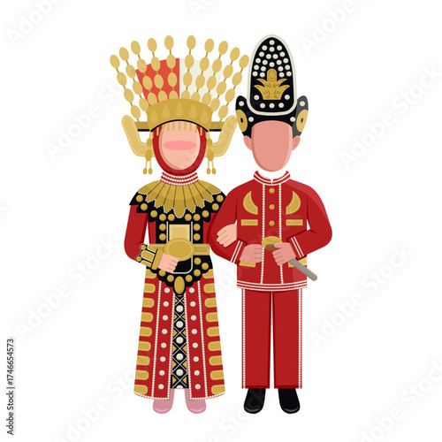 Indonesian Wedding Couple In Gorontalo Traditional Clothes