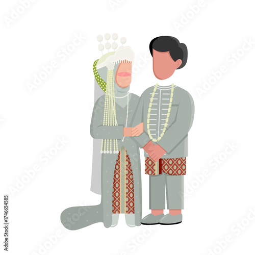 Indonesian Wedding Couple In Sunda Traditional Clothes