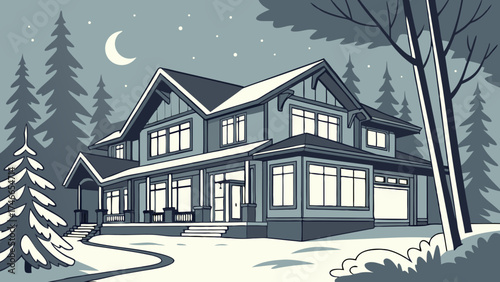 Twilight House Illustration.