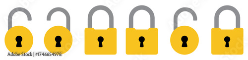 lock icon with open and closed padlock illustration