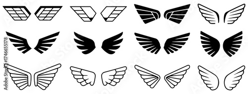 angel wings vector icon set