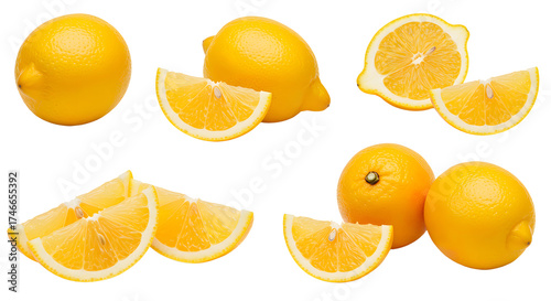 Wallpaper Mural Fresh whole and sliced lemons isolated on white background, bright citrus fruit perfect for cooking and refreshing drinks Torontodigital.ca