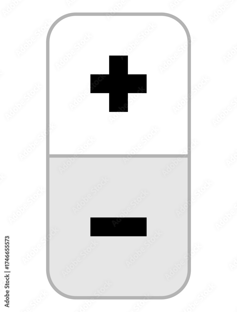Obraz premium Minimal plus and minus button design, perfect for app controls, volume settings, quantity adjustment, or clean digital interface elements.