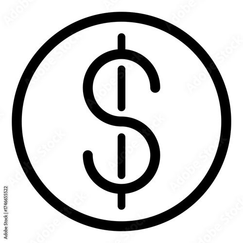 Bold dollar sign inside a clean circle, ideal for finance apps, pricing buttons, e commerce icons, or modern business interface elements.