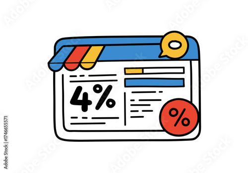 Online deal notification with discount percentage in colorful design  