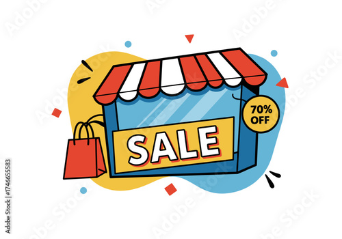 Sale banner with 70% off in colorful design representing Black Friday  