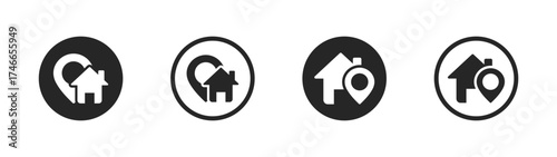 Location of house vector icons set. Location of home icon. Property location icon