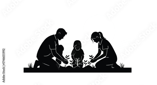Family planting together in a garden, fostering growth and connection