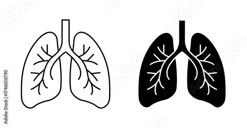 Medical lungs icon, representing respiratory system and pulmonary health