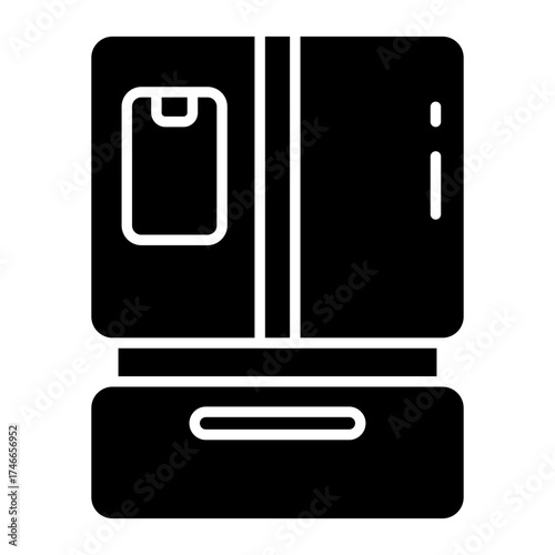 Vector design of french door fridge, solid icon