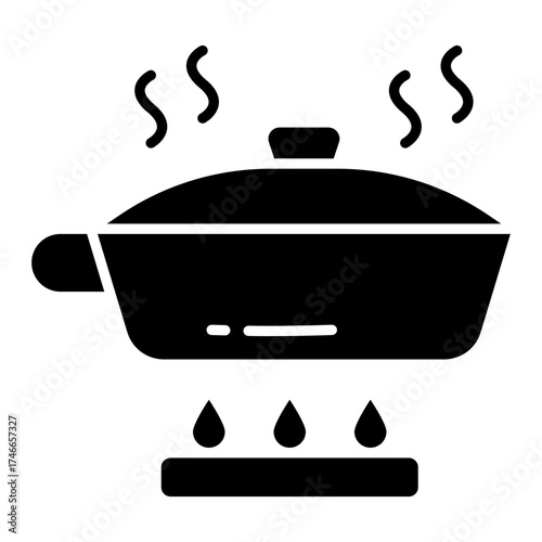 A solid design icon of cookpot isolated on white background 