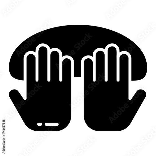 Conceptual solid design icon of dry hands 