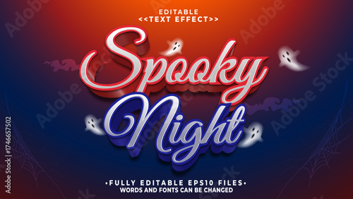 editable 3d spooky night handwritten text effect