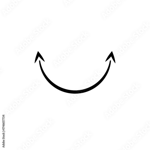 Dual semi circle arrow. Vector illustration. Semicircular curved thin long double ended arrow.