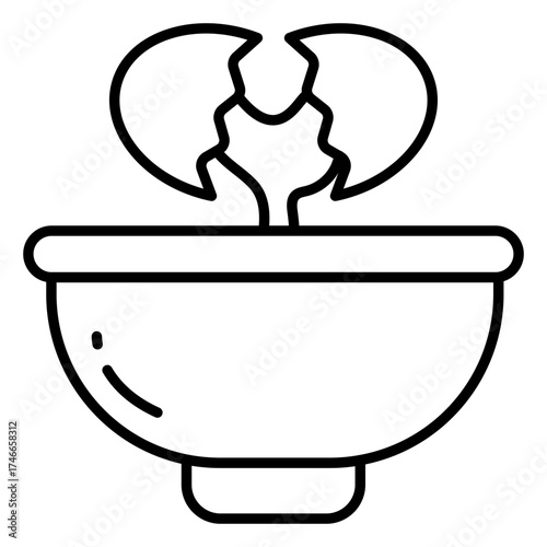 Conceptual linear design icon of broken egg 