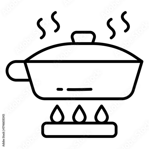 A linear design icon of cookpot isolated on white background 