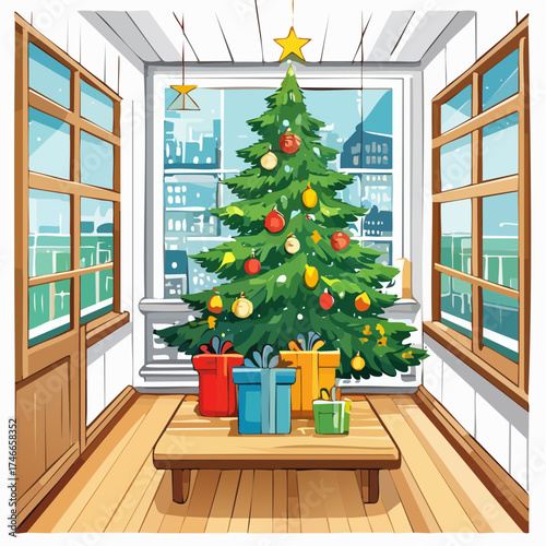 Minimalistische Weihnachtsdekoration im skandinavischen Stil
