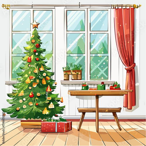 Minimalistische Weihnachtsdekoration im skandinavischen Stil