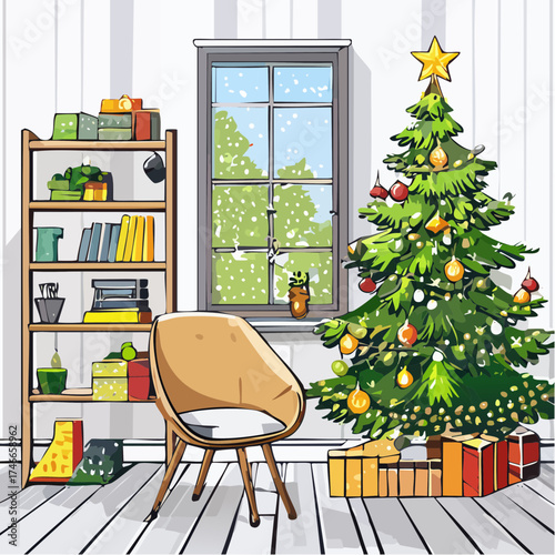 Minimalistische Weihnachtsdekoration im skandinavischen Stil