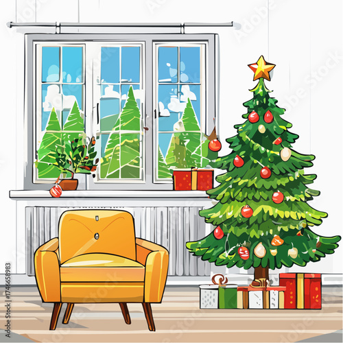Minimalistische Weihnachtsdekoration im skandinavischen Stil