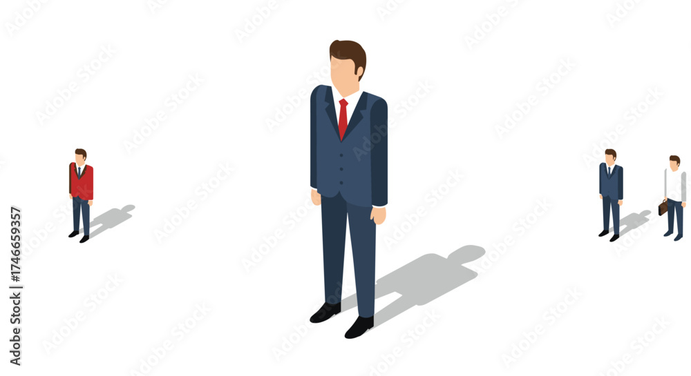 Fototapeta premium Isometric businessmen on minimalist white background