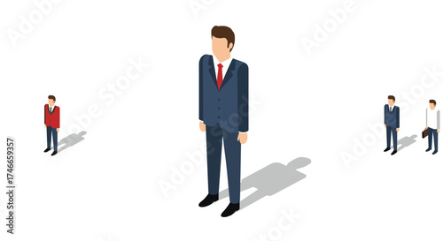 Isometric businessmen on minimalist white background
