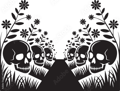 skull with flowers