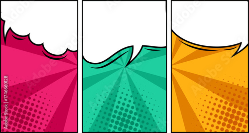 Set of comic speech bubble. Vector illustration. Explosion comic set. Concept of comic bubbles
