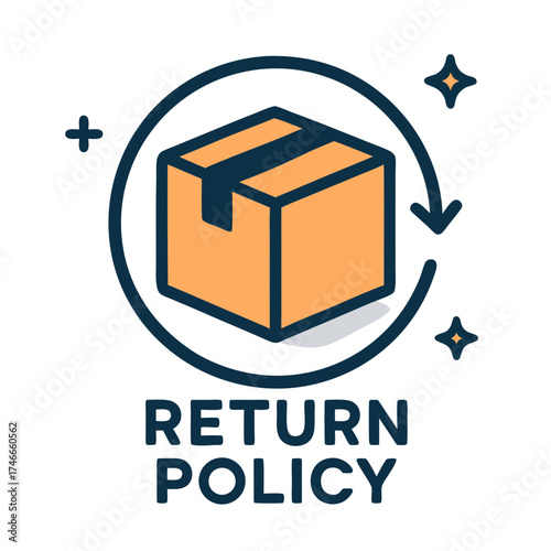 Return Policy icon for e-commerce digital marketing, digital commerce, online shopping, and customer service