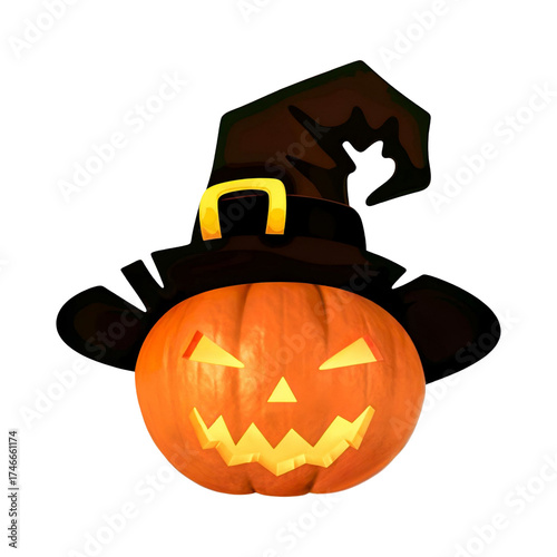 Halloween Pumpkin Head, Carved Face for Halloween
