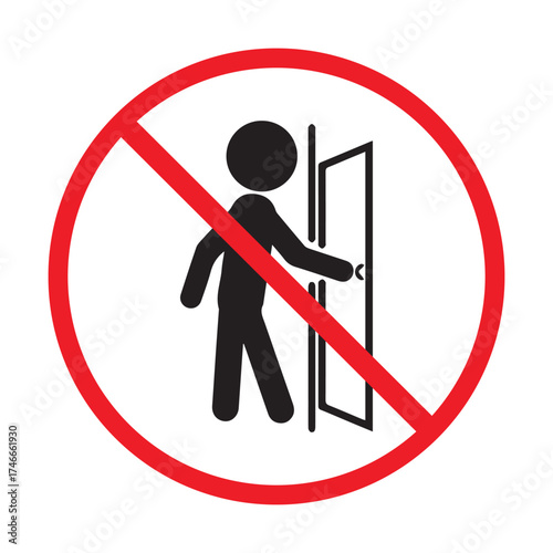 Isolated sign no open door silhouette illustration icon