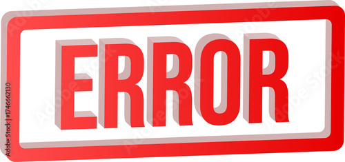 3D Blaze Red ERROR Text Design Isolated on Transparent Background