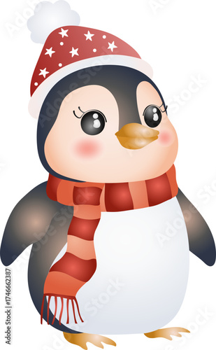 Cute Penguin Christmas and Winter Illustration Style
