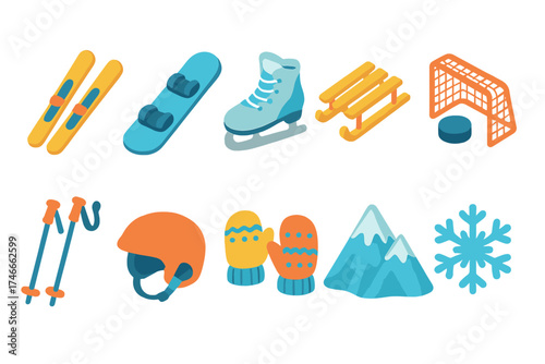 Winter sports neon icon set. skiing, ice skating, snowboarding glowing icons collection