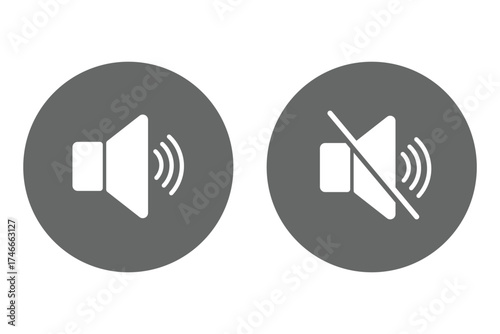 Sound volume icons set with different signal levels on white background. Аn icon that increases and reduces the sound. Sound icon, volume symbol, speaker sign, audio control icon set. Vector