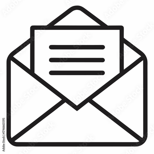 Letter envelop outline vector icon on white background