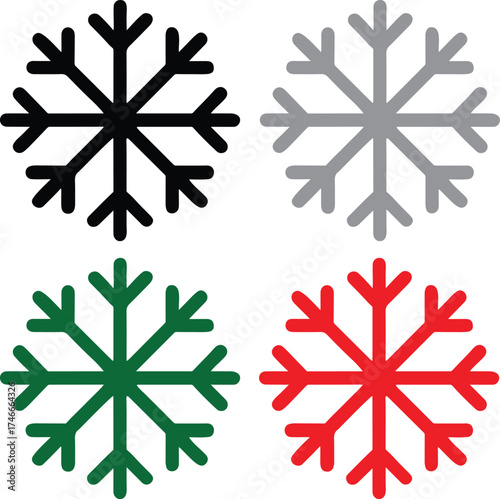 Colorful Snowflake Icons Set  Winter & Holiday Graphics