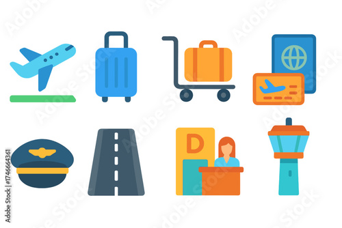 Travel and tourism neon icon set. vacation, leisure, transportation icons in neon style.