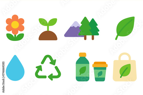 Eco-friendly solid icon set. nature, recycling, sustainability icons solid collection