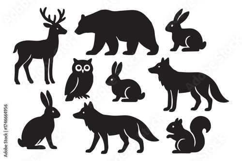 Hand Drawn Forest Animals Silhouette Collection