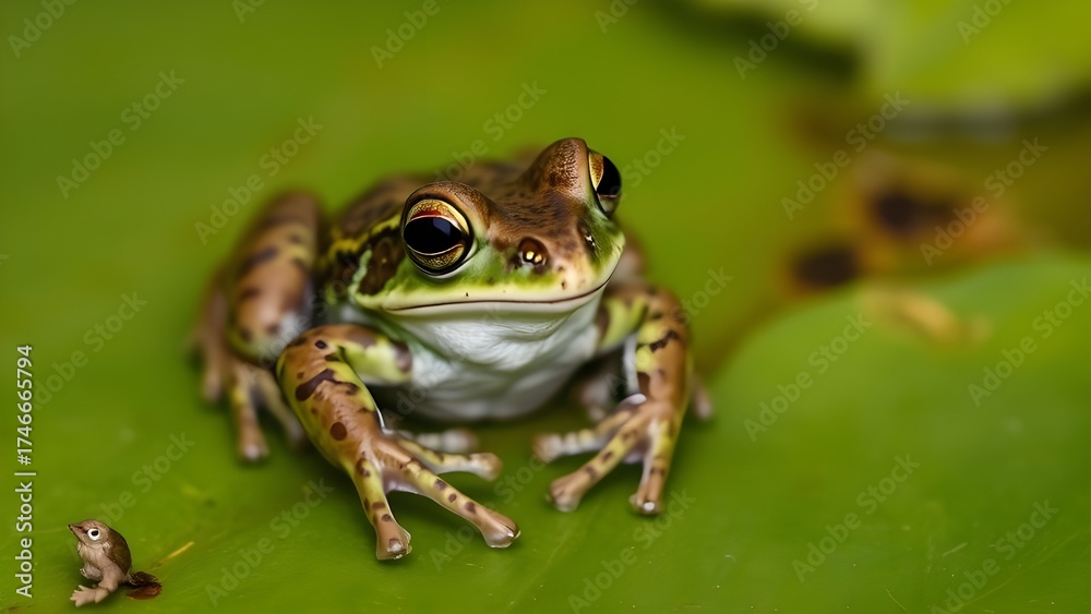 Obraz premium A frog on a leaf.