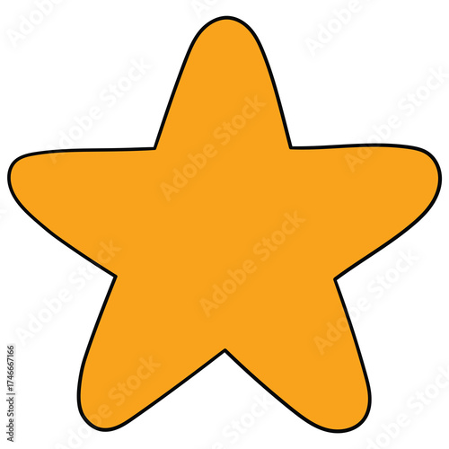 Hand-drawn cartoon yellow star on a white background.