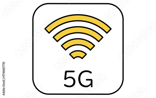 ネットワークのイメージイラスト、5Gの線画アイコン