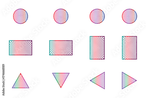 Abstract Sunburst Ray Burst Shape Collection - Vibrant Gradient Geometric Vector Set.